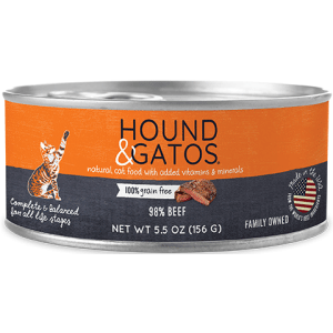 Hound & Gatos 98% Beef Canned Cat Food 5.5oz - 24 Case Hound & Gatos, Beef, Canned, Cat Food, cat, hound, gatos, hound and gatos